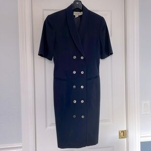 Double breasted navy blue wool dress